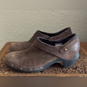 MERRELL Brown Leather Slide Academia Career Comfort Clog Mule Women’s size 9
